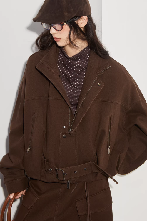 Vintage Oversized Biker Jacket / Cargo Pants / Half Skirt