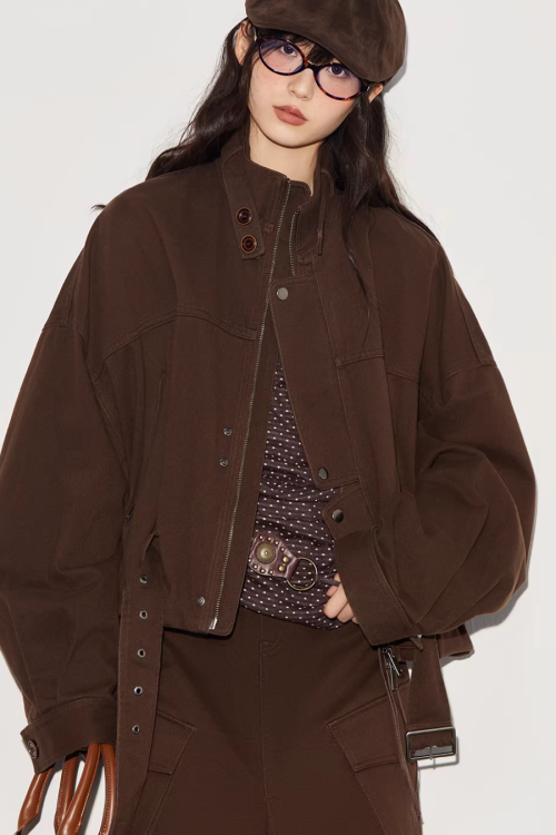 Vintage Oversized Biker Jacket / Cargo Pants / Half Skirt