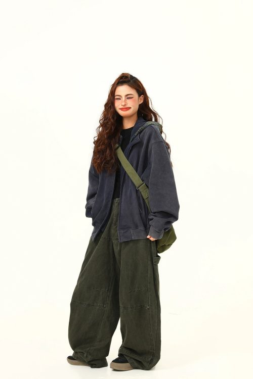 Vintage Plaid Hoodie Zip-Up Jacket