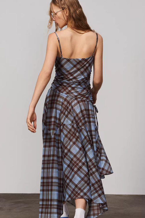 Vintage Plaid Suspender Dress