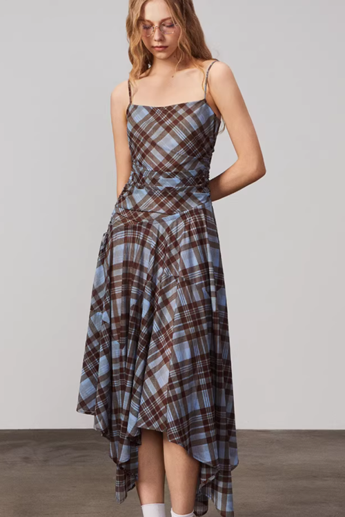 Vintage Plaid Suspender Dress