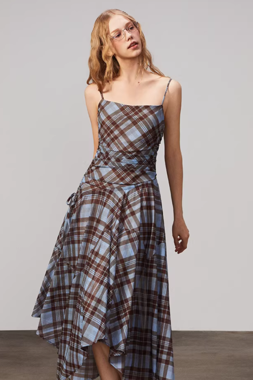Vintage Plaid Suspender Dress