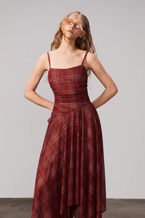 Vintage Plaid Suspender Dress