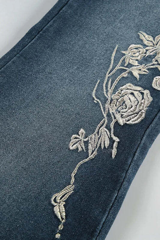 Vintage Plant Embroidered Bootcut Jeans Vintage Plant Embroidered Bootcut Jeans