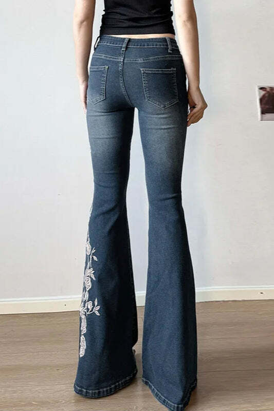Vintage Plant Embroidered Bootcut Jeans Vintage Plant Embroidered Bootcut Jeans