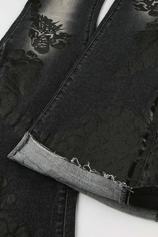 Vintage Plant Print Flared Jeans Vintage Plant Print Flared Jeans