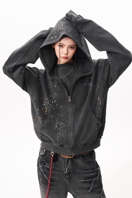 Vintage Sequin Zip Hoodie