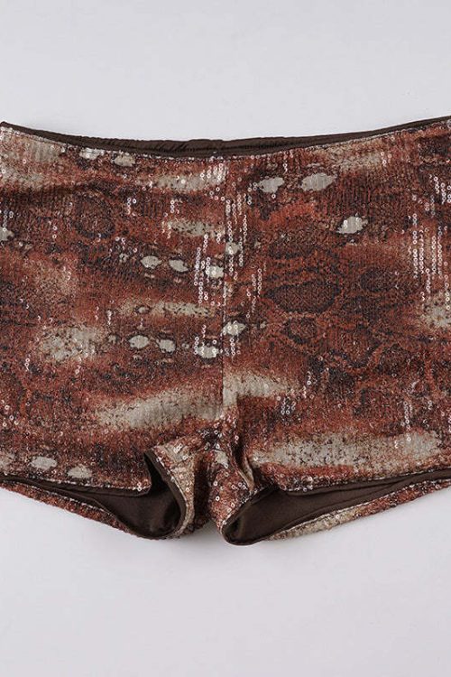 Vintage Snakeskin Sequin Low Waist Shorts