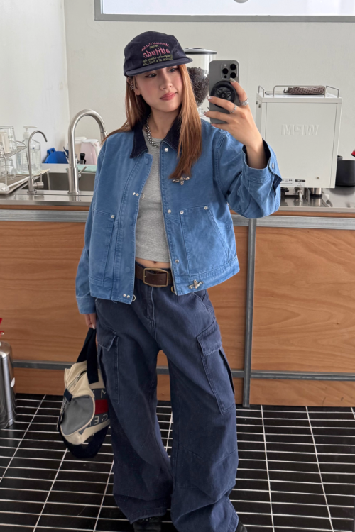 Vintage Washed Collar Denim Jacket