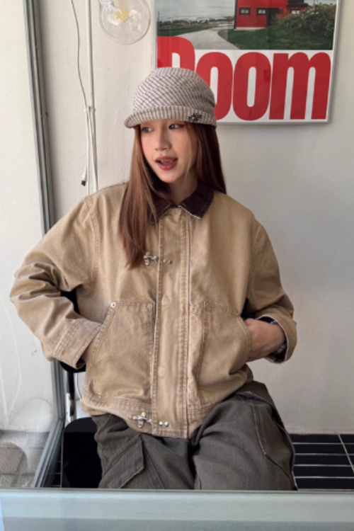 Vintage Washed Collar Denim Jacket