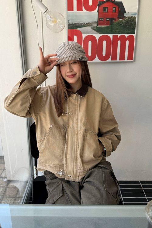 Vintage Washed Collar Denim Jacket