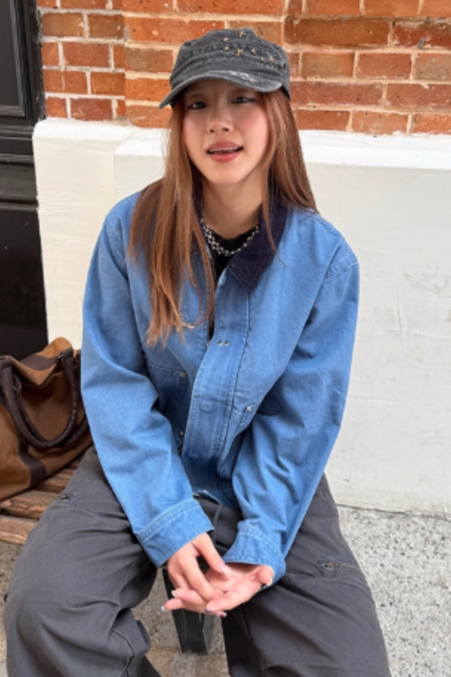 Vintage Washed Collar Denim Jacket