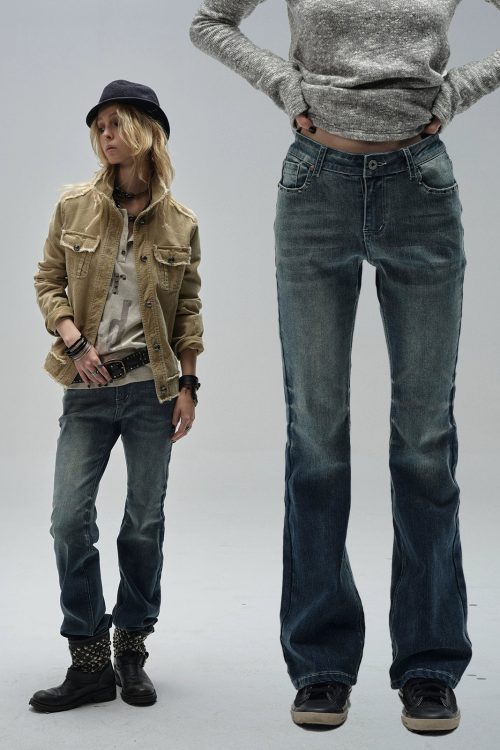 Vintage Washed Flare Jeans