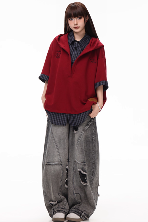 Vintage Washed Loose Wide Jeans