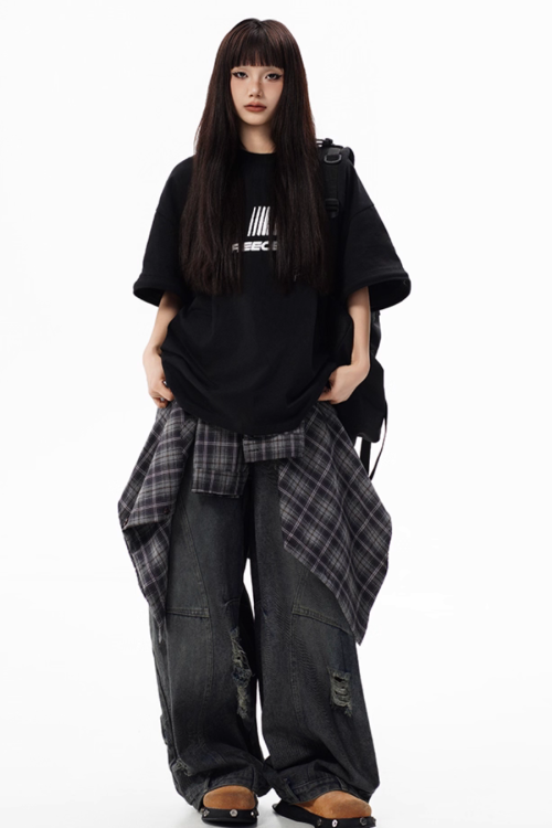 Vintage Washed Loose Wide Jeans