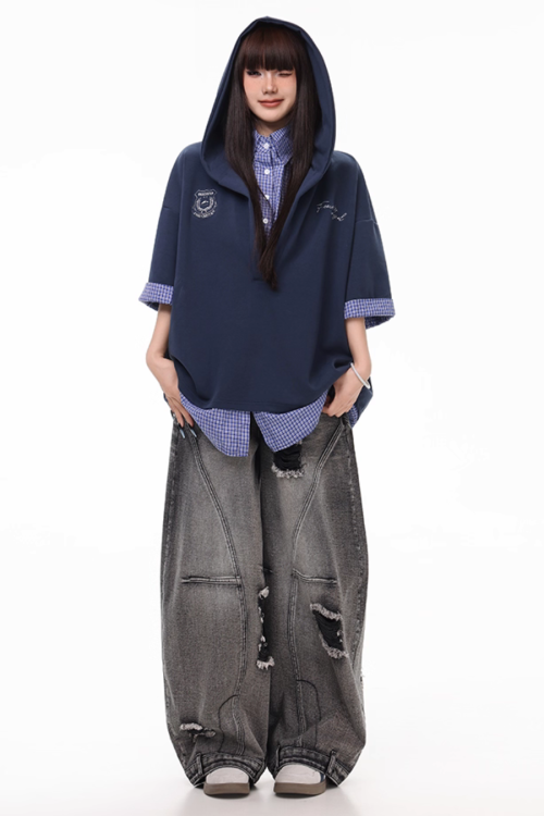 Vintage Washed Loose Wide Jeans