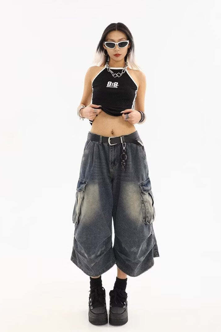 Vintage Washed Workwear Cropped Jeans Vintage Washed Workwear Cropped Jeans