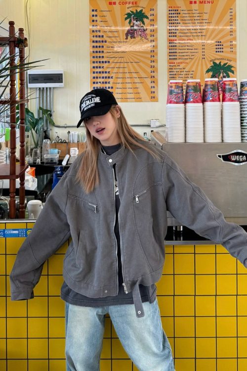 Vintage Washed Zipper Jacket