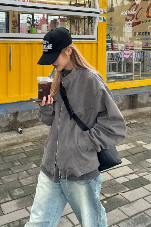 Vintage Washed Zipper Jacket