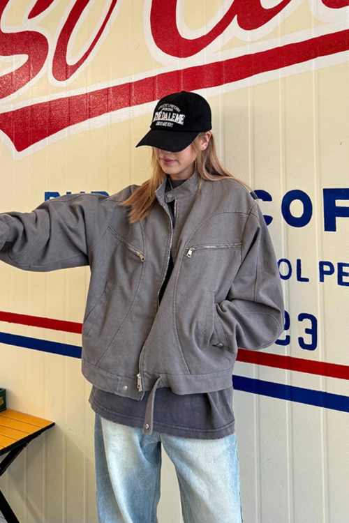 Vintage Washed Zipper Jacket