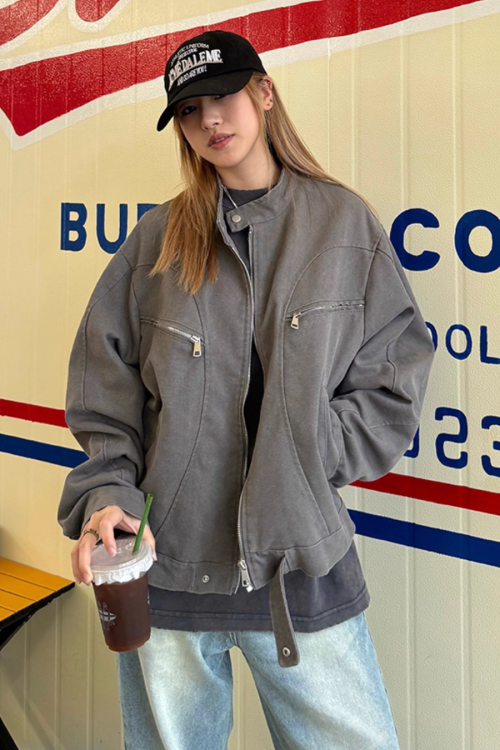 Vintage Washed Zipper Jacket