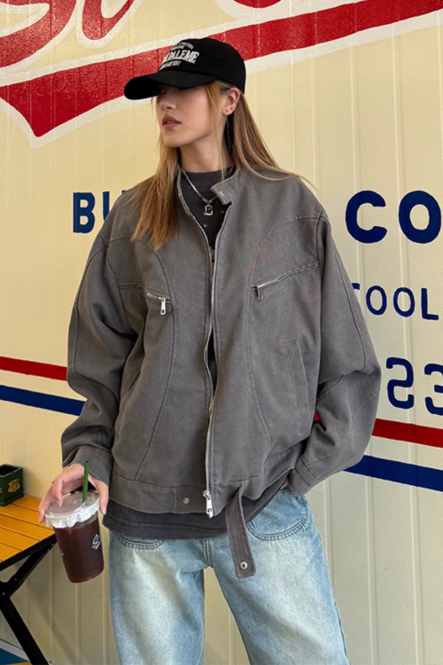 Vintage Washed Zipper Jacket