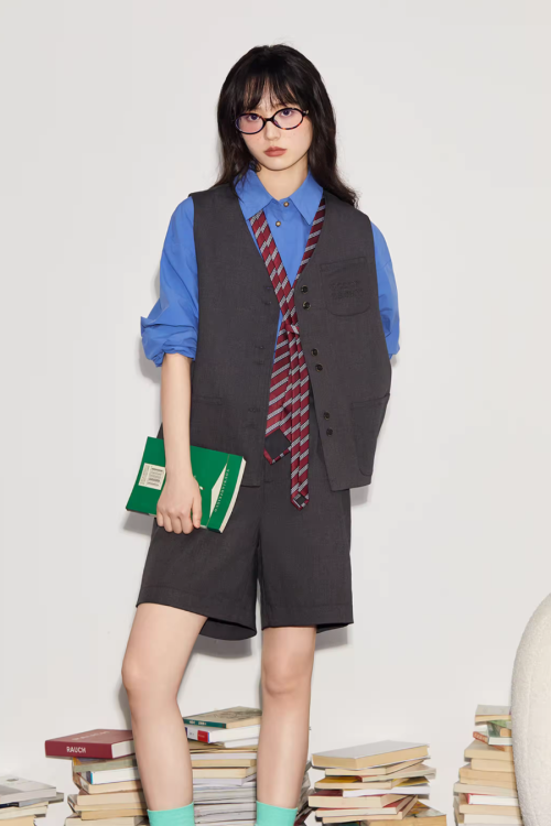 Vintage Wool Vest / Wool Knee-Length Shorts