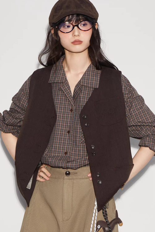 Vintage Wool Vest / Wool Knee-Length Shorts