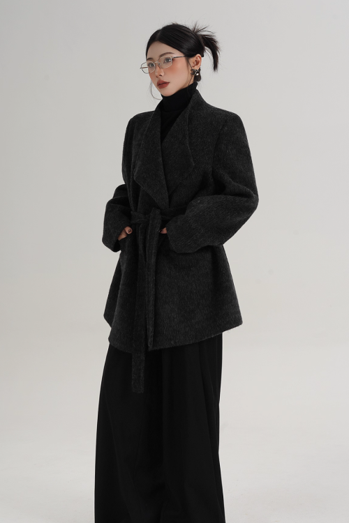 Waist Belt Wool Coat