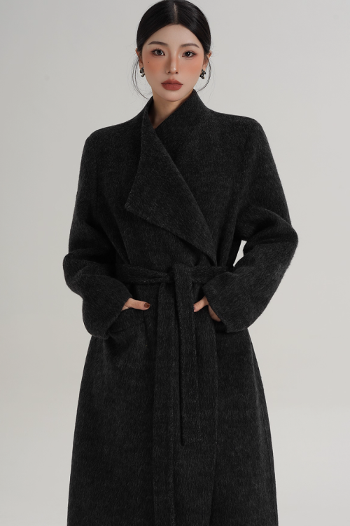 Waist Belt Wool Coat