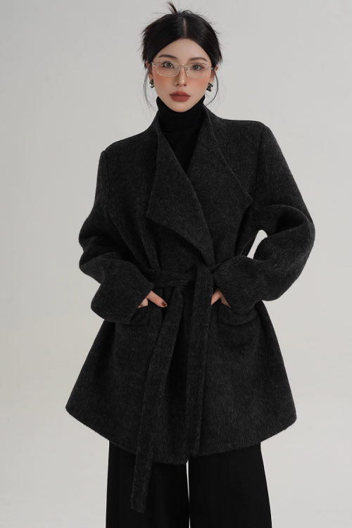 Waist Belt Wool Coat