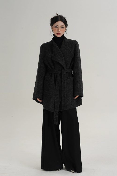 Waist Belt Wool Coat