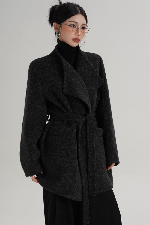 Waist Belt Wool Coat