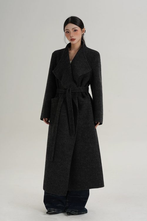 Waist Belt Wool Coat