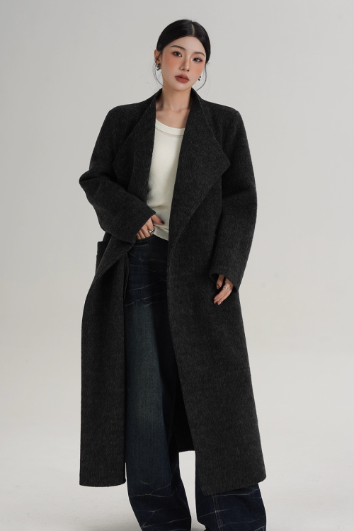 Waist Belt Wool Coat