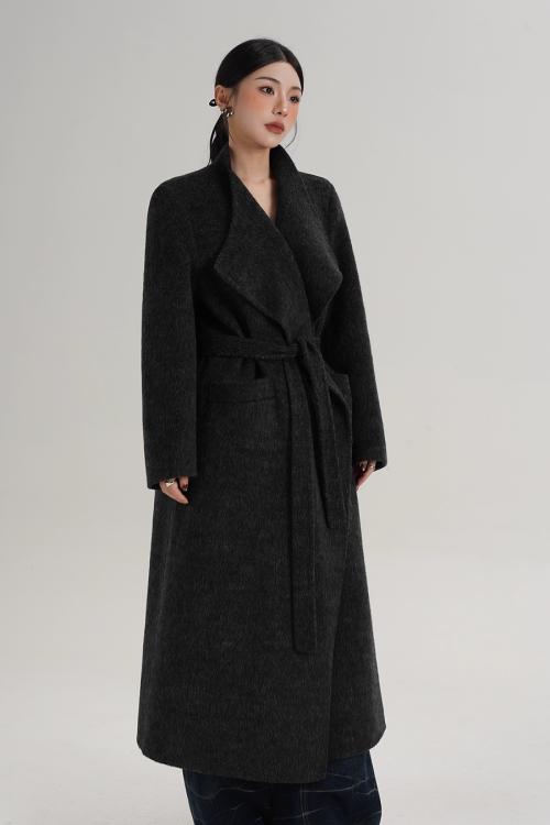Waist Belt Wool Coat