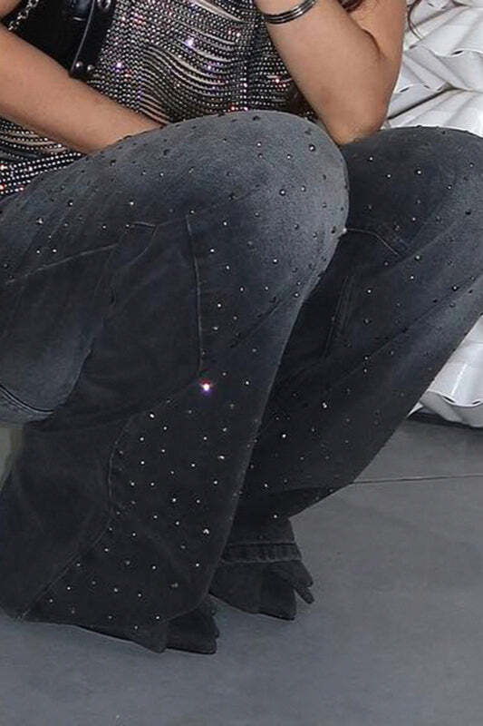 Washed Gradient Rhinestone Jeans Washed Gradient Rhinestone Jeans