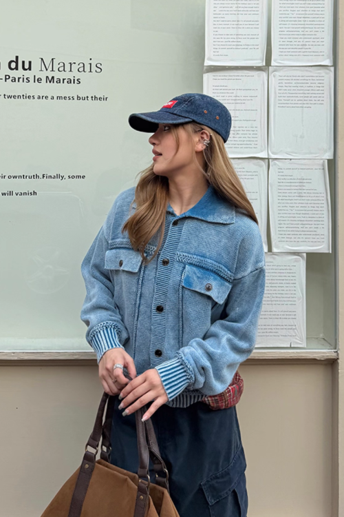 Washed Knit Short Jacket