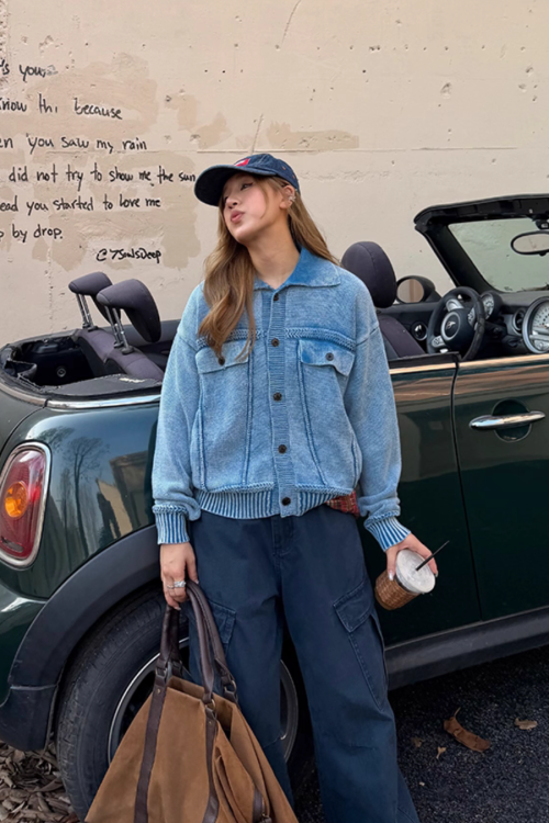 Washed Knit Short Jacket