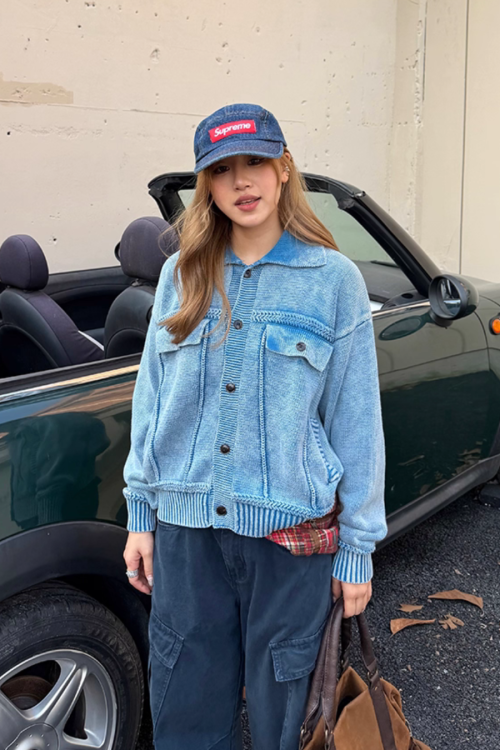 Washed Knit Short Jacket