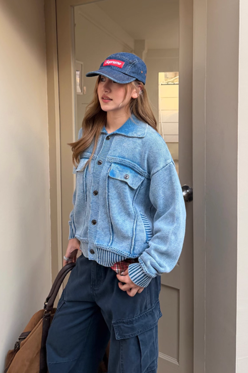 Washed Knit Short Jacket