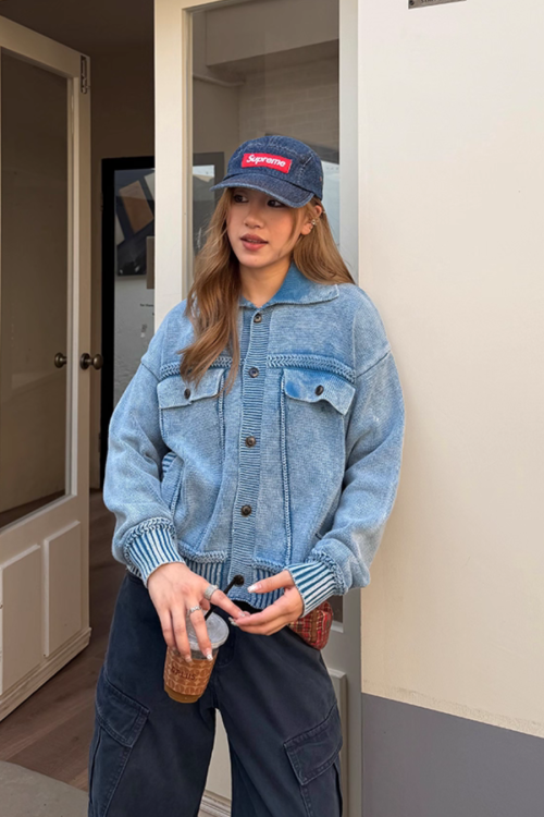 Washed Knit Short Jacket