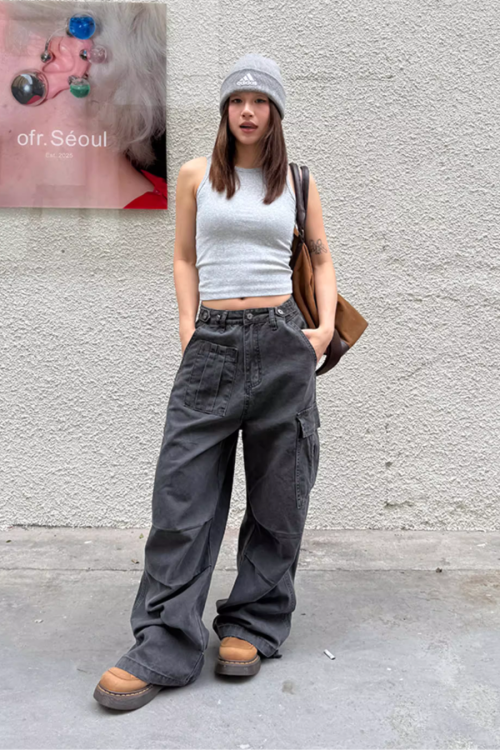 Washed Loose Work Pants