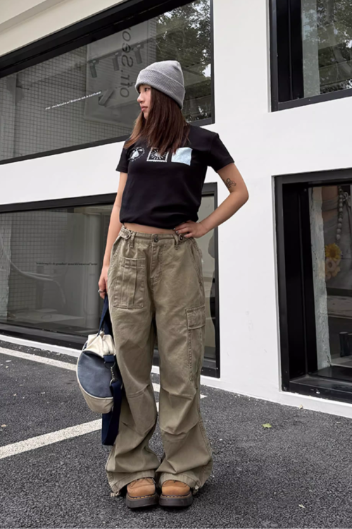 Washed Loose Work Pants