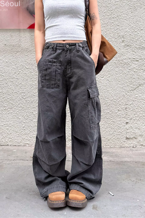 Washed Loose Work Pants