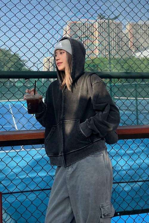 Washed Loose Zip Hoodie