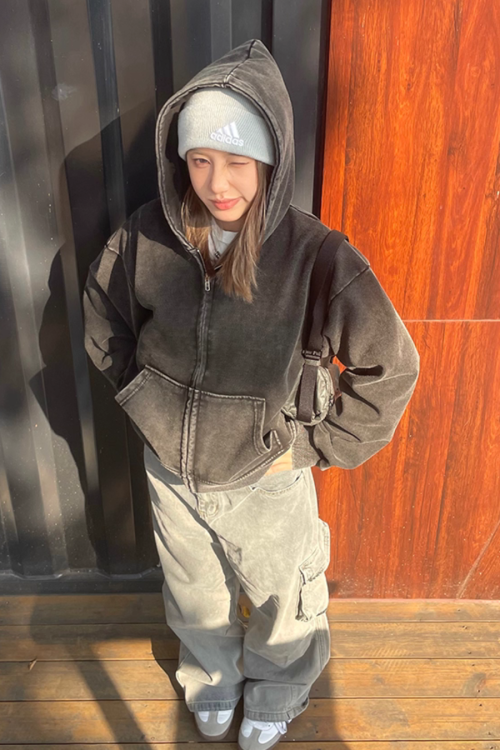 Washed Loose Zip Hoodie