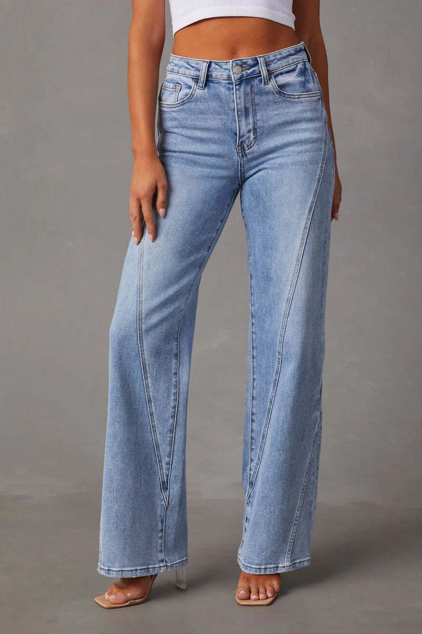 Washed Street Style Wide Leg Jeans Washed Street Style Wide Leg Jeans