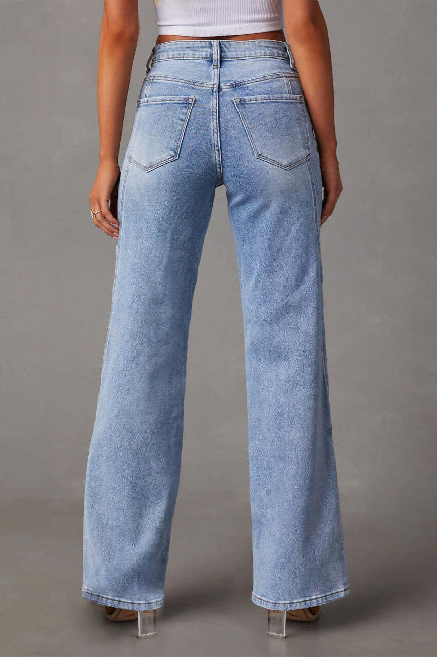 Washed Street Style Wide Leg Jeans Washed Street Style Wide Leg Jeans