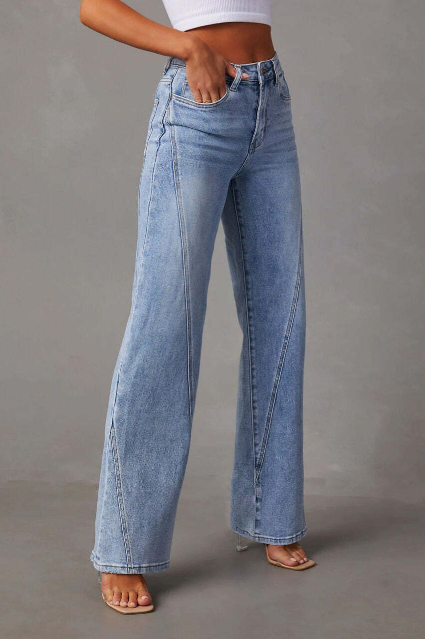 Washed Street Style Wide Leg Jeans Washed Street Style Wide Leg Jeans